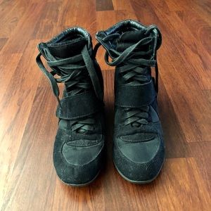 Bamboo Black Sneaker Wedges